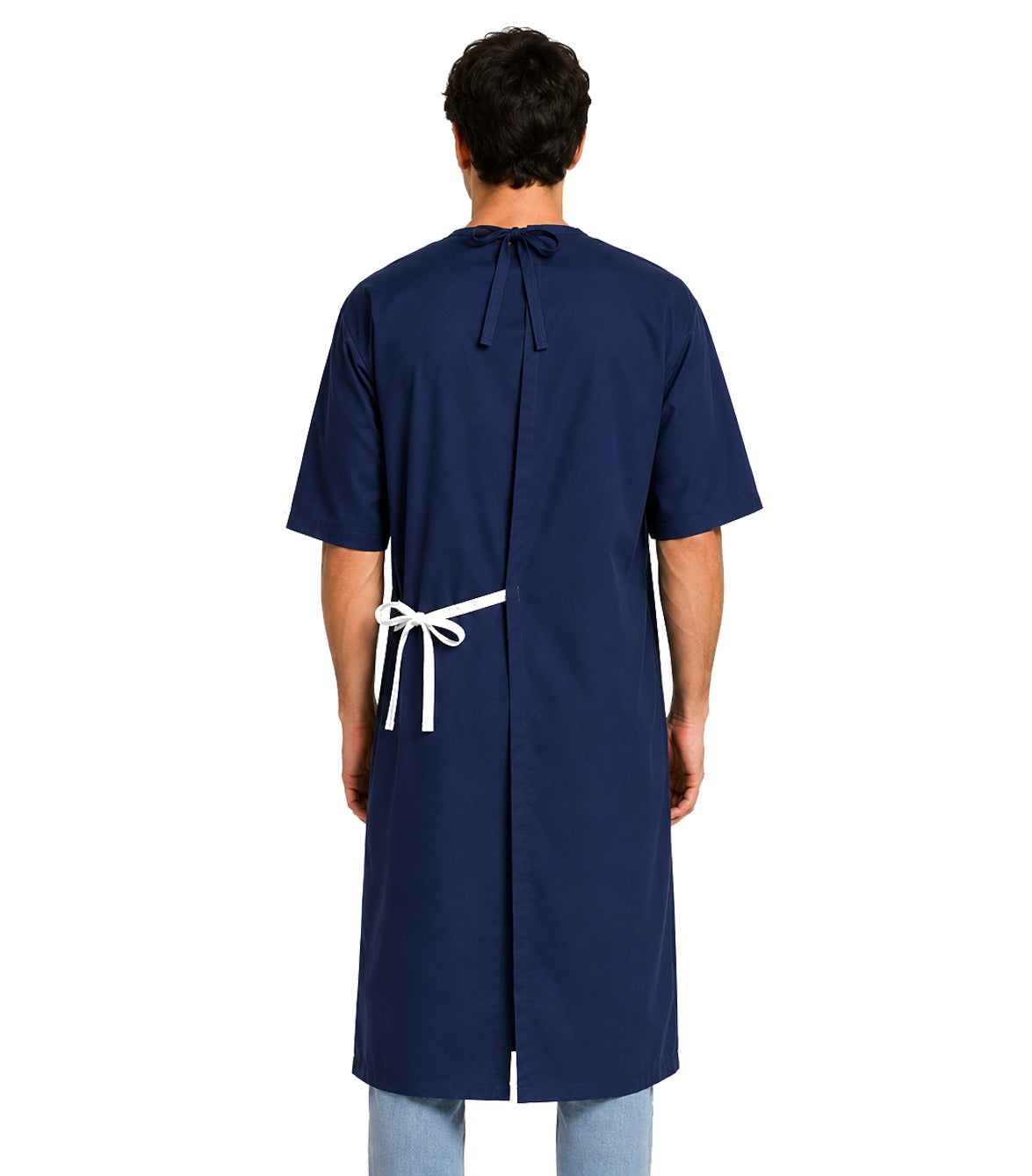 Microfiber Stretch Fabric New Patient gown back open half sleeve with matching piping, tie-able OR Velcro(+0.5)