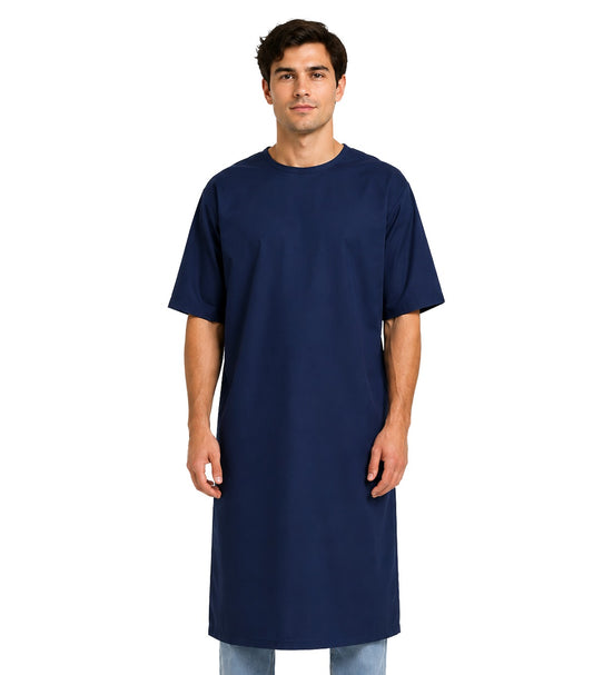 Poplin Fabric New Patient gown back open half sleeve with matching piping, tie-able OR Velcro(+0.5)