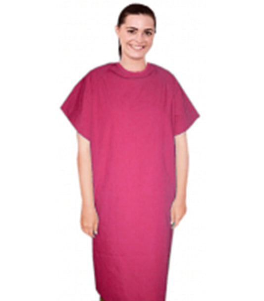 New Microfiber patient gown back open half sleeve with matching piping ,tie-able OR Velcro(+0.5) Sizes XS-9X (100% Polyester)