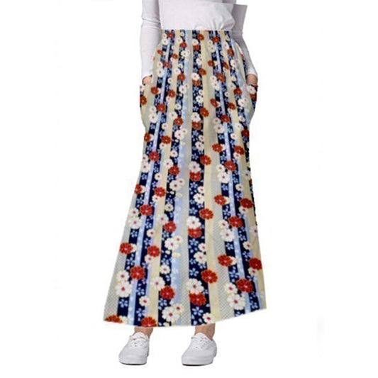Printed Women's A-Line Skirt with 2 Cargo Pockets