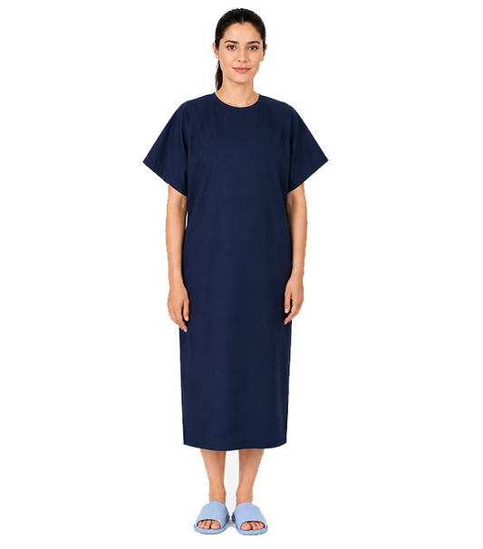 Poplin Reversible New Patient gown back open half sleeve with matching piping, tie-able OR Velcro(+0.5)