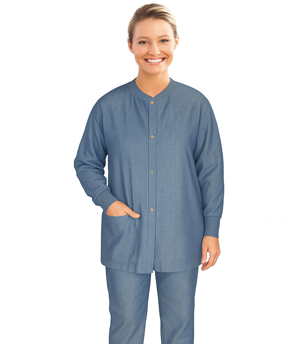 Denim jacket 3 pocket solid full sleeve unisex with rib
