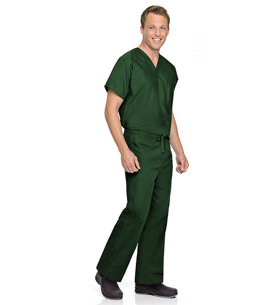 Poplin Unisex Reversible Scrub Set - 4 Pockets, Half Sleeves (1 pocket top 1 pocket pant) & 2 inside Pockets