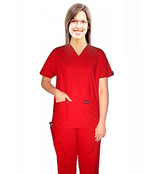 Poplin Women's Scrub Set - 5 Pockets, Half Sleeves (2-Pocket Top with Pencil Pocket & Pant with 1 Back and 1 Cargo Pocket)