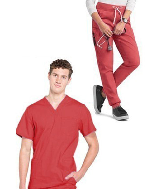 Stretch Unisex Jogger Scrub Set - 6 Pockets, Half Sleeves (3-Pocket Top & 3-Pocket Pant)